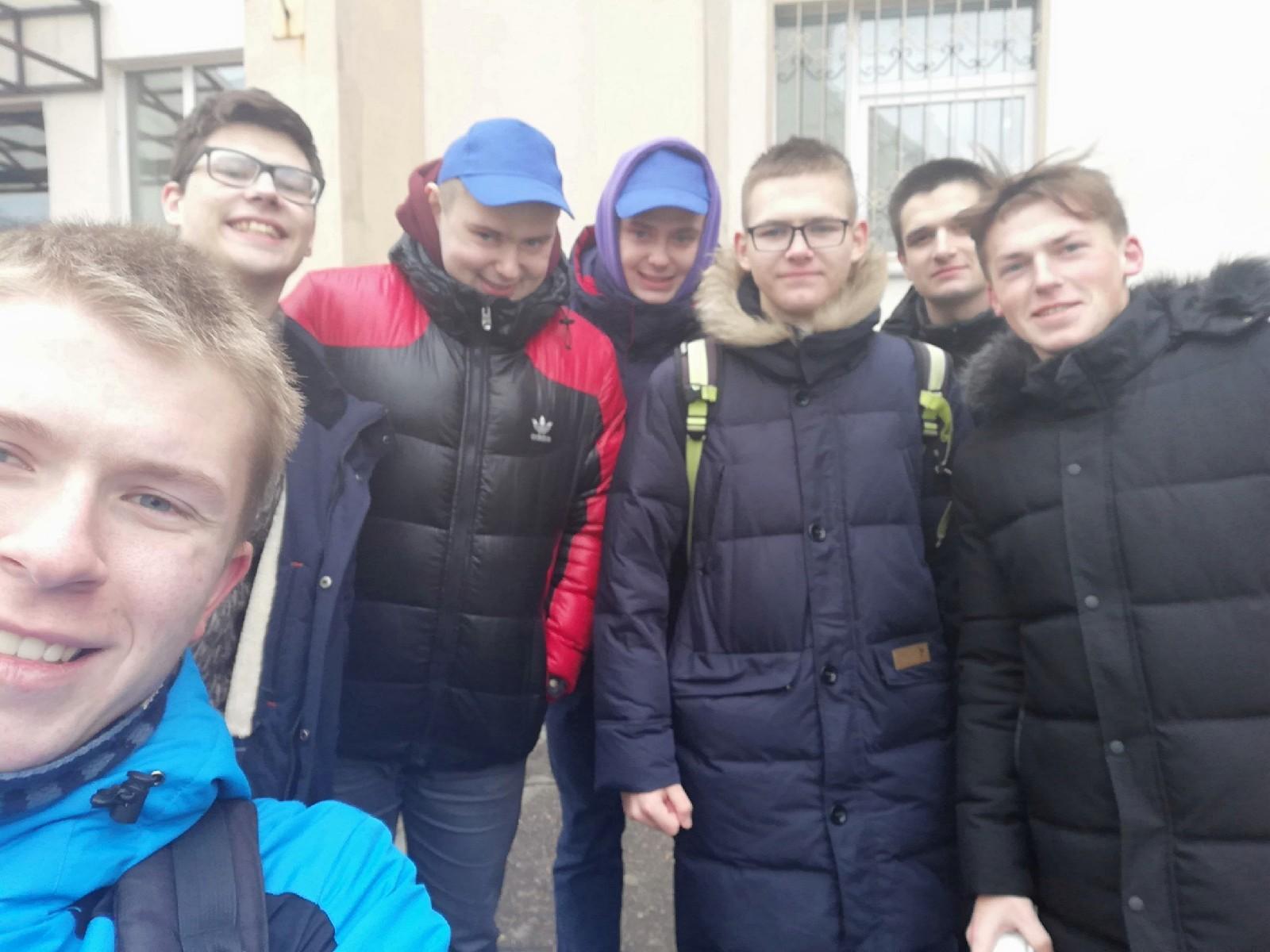 Students of the dorm № 11 at the game 